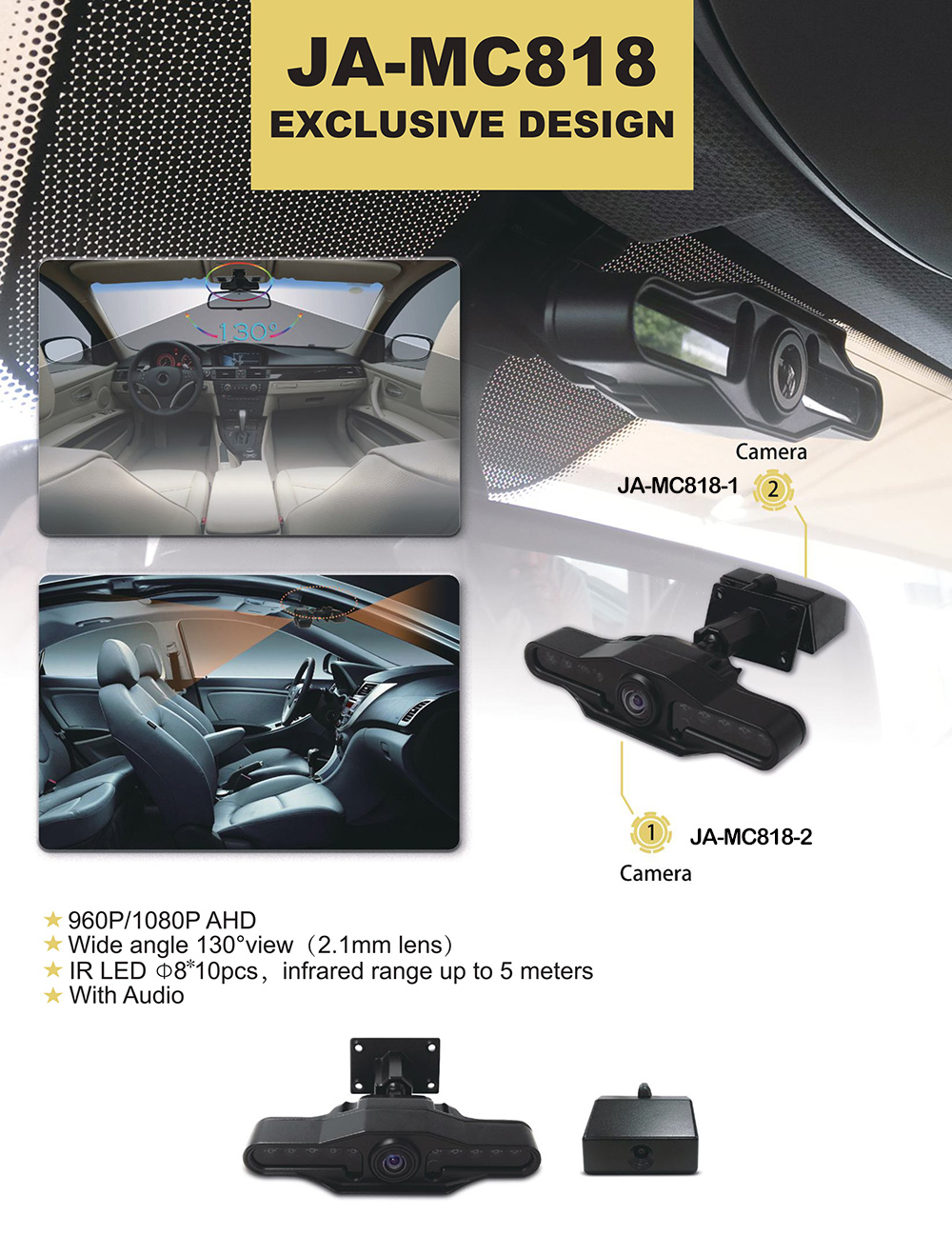 Vehicle AHD Camera SONY IMX323 for Mobile DVR JA-MC818